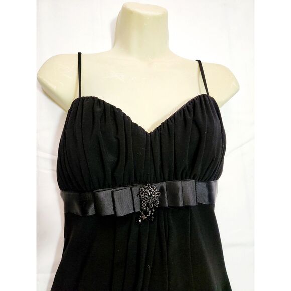 Vintage B. Darlin Size 9/10 Black Dress Spaghetti Straps 90s Beaded - Picture 2 of 8